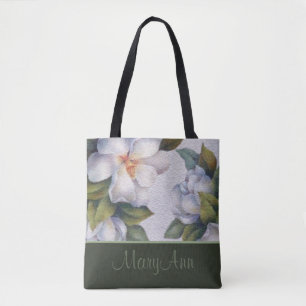 Personalised Magnolia Blooms Sage Green Classic Tote Bag