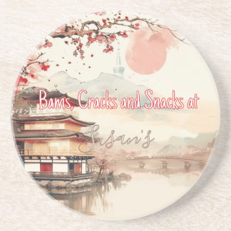 Personalised Mahjong Bams Cracks and Snacks Japan Coaster