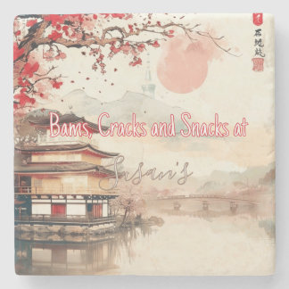 Personalised Mahjong Bams Cracks and Snacks Japan Stone Coaster