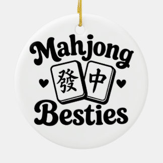 Personalised Mahjong Besties Photo Ceramic Tree Decoration