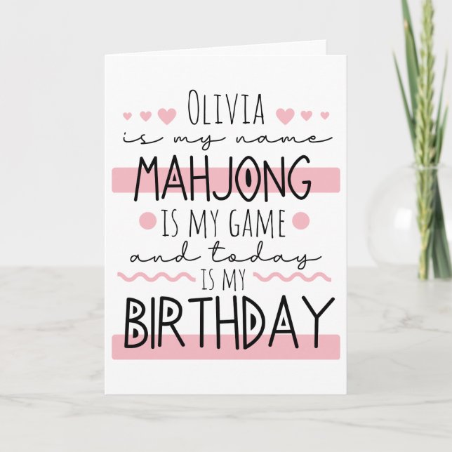 Personalised Mahjong Birthday Thank You Card (Front)