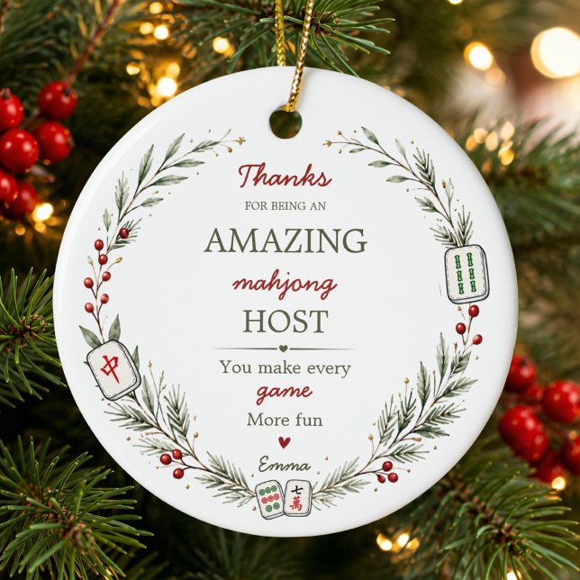 Personalised Mahjong Host Thank You Gift Ceramic Tree Decoration (Creator Uploaded)