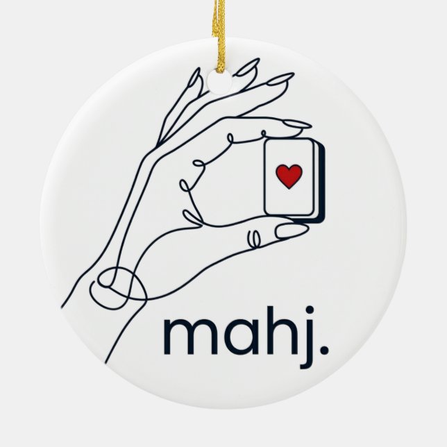 Personalised Mahjong Photo  Ceramic Tree Decoration (Back)