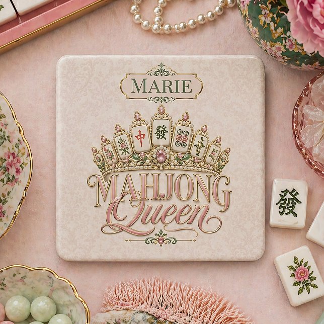 Personalised Mahjong Queen Coaster Gift (Creator Uploaded)
