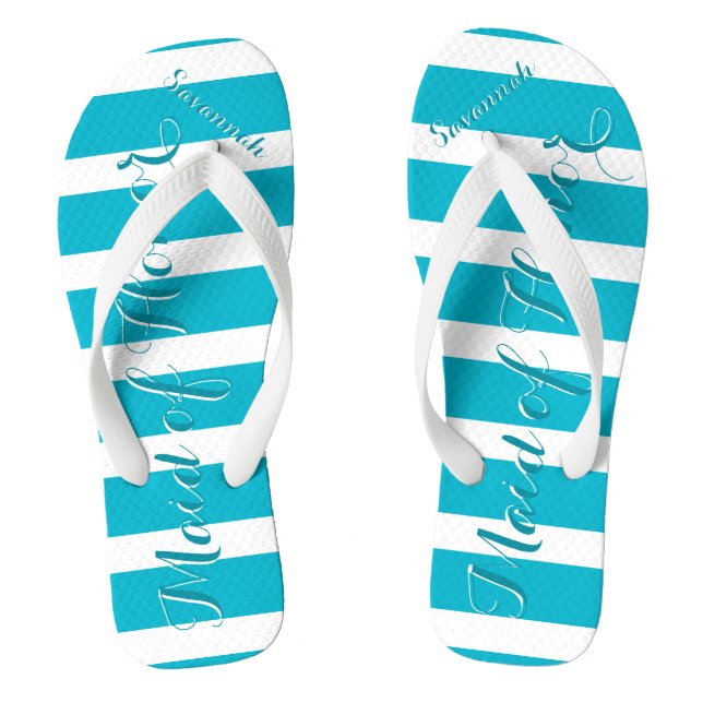 Personalised Maid of Honour Aqua or Any Colour Flip Flops (Footbed)