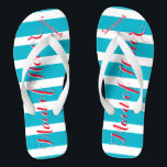 Personalised Maid of Honour Aqua or Any Colour Flip Flops<br><div class="desc">Sea Blue Aqua Stripes Pattern - Change to Any Colour by clicking customise. And say anything you want.  Make these one of a kind flip flops that have YOUR message on them.  Be the talk of the beach!</div>