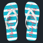 Personalised Maid of Honour Aqua or Any Colour Flip Flops<br><div class="desc">Sea Blue Aqua Stripes Pattern - Change to Any Colour by clicking customise. And say anything you want.  Make these one of a kind flip flops that have YOUR message on them.  Be the talk of the beach!</div>