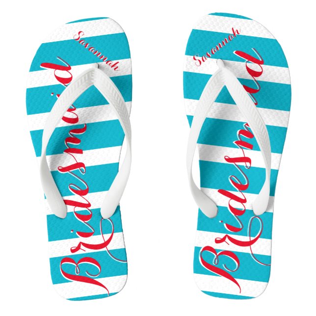 Personalised Maid of Honour Aqua or Any Colour Flip Flops (Footbed)