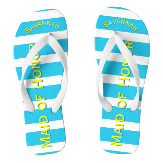 Personalised Maid of Honour Aqua Yellow Any Colour Flip Flops