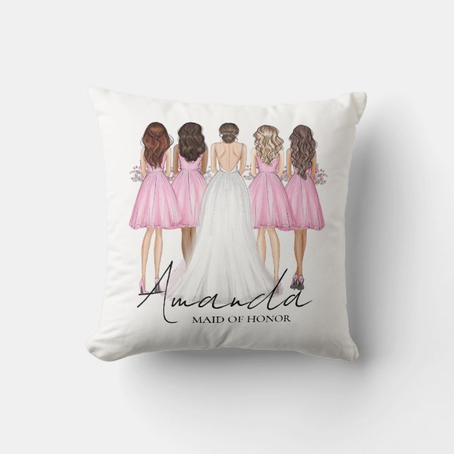 Personalised Maid Of Honour Custom Name Gift Cushion (Front)