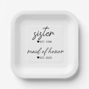 Personalised Maid of Honour Gift, Sister Wedding G Paper Plate