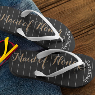 Personalised Maid of Honour Gold or Any Colour Flip Flops