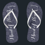 Personalised Maid of Honour Navyor Any Colour Flip Flops<br><div class="desc">Navy and White Damask Pattern - Change to Any Colour by clicking customise. And say anything you want. Make these one of a kind flip flops that have YOUR message on them. Be the talk of the beach! Personalised with your name or whatever and title or your text here. You...</div>