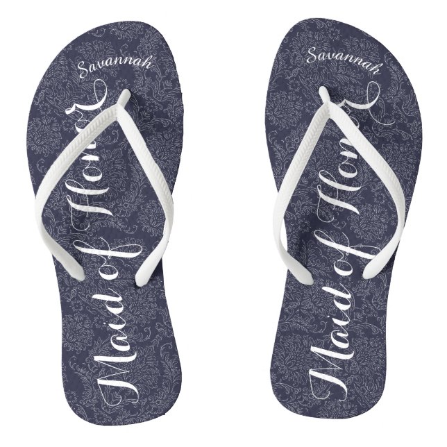 Personalised Maid of Honour Navyor Any Colour Flip Flops (Footbed)