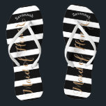 Personalised Maid of Honour or Any Colour Flip Flops<br><div class="desc">Blush Pink, Black and White Stripes Pattern - Change to Any Colour by clicking customise. And say anything you want. Make these one of a kind flip flops that have YOUR message on them. Be the talk of the beach! Personalised with your name or whatever and title or your text...</div>