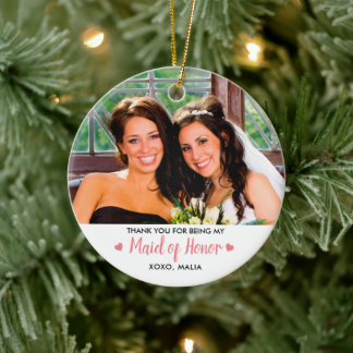 Personalised Maid Of Honour Photo Keepsake Ceramic Tree Decoration