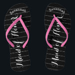 Personalised Maid of Honour PINK or Any Colour Flip Flops<br><div class="desc">White and Black Stripes Pattern - Change to Any Colour by clicking customise. And say anything you want. Make these one of a kind flip flops that have YOUR message on them. Be the talk of the beach! Personalised with your name or whatever and title or your text here. You...</div>