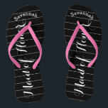 Personalised Maid of Honour PINK or Any Colour Flip Flops<br><div class="desc">White and Black Stripes Pattern - Change to Any Colour by clicking customise. And say anything you want. Make these one of a kind flip flops that have YOUR message on them. Be the talk of the beach! Personalised with your name or whatever and title or your text here. You...</div>