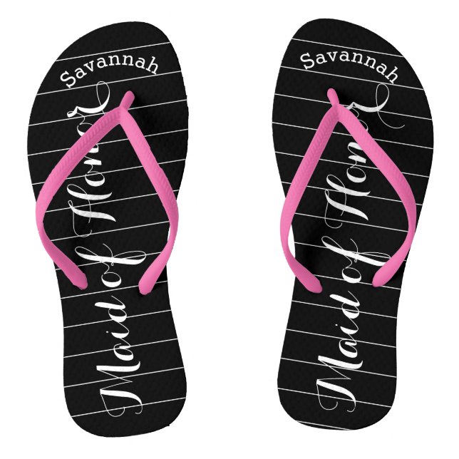 Personalised Maid of Honour PINK or Any Colour Flip Flops (Footbed)