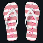 Personalised Maid of Honour Pink or Any Colour Flip Flops<br><div class="desc">Pink Stripes Pattern - Change to Any Colour by clicking customise. And say anything you want. Make these one of a kind flip flops that have YOUR message on them. Be the talk of the beach! bridesmaids, bachelorette party, seaside tropical coastal shoreline, ocean cruise beach , wedding party gifts, destination...</div>