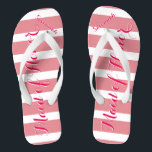 Personalised Maid of Honour Pink or Any Colour Flip Flops<br><div class="desc">Pink Stripes Pattern - Change to Any Colour by clicking customise. And say anything you want. Make these one of a kind flip flops that have YOUR message on them. Be the talk of the beach! bridesmaids, bachelorette party, seaside tropical coastal shoreline, ocean cruise beach , wedding party gifts, destination...</div>