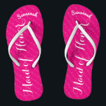 Personalised Maid of Honour Pink or Any Colour Flip Flops<br><div class="desc">Magenta Pink and White Stripes Pattern - Change to Any Colour by clicking customise. And say anything you want. Make these one of a kind flip flops that have YOUR message on them. Be the talk of the beach! Personalised with your name or whatever and title or your text here....</div>