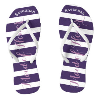 Personalised Maid of Honour Purple or Any Colour Flip Flops