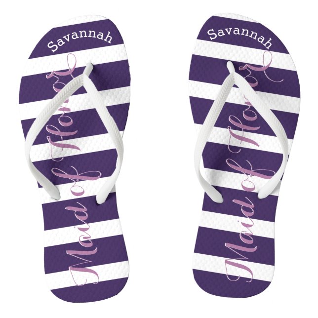 Personalised Maid of Honour Purple or Any Colour Flip Flops (Footbed)
