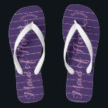 Personalised Maid of Honour Purple or Any Colour Flip Flops<br><div class="desc">Purple and Lavender Lilac Stripes Pattern - Change to Any Colour by clicking customise. And say anything you want. Make these one of a kind flip flops that have YOUR message on them. Be the talk of the beach! bridesmaids, bachelorette party, seaside tropical coastal shoreline, ocean cruise beach , wedding...</div>