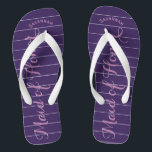 Personalised Maid of Honour Purple or Any Colour Flip Flops<br><div class="desc">Purple and Lavender Lilac Stripes Pattern - Change to Any Colour by clicking customise. And say anything you want. Make these one of a kind flip flops that have YOUR message on them. Be the talk of the beach! bridesmaids, bachelorette party, seaside tropical coastal shoreline, ocean cruise beach , wedding...</div>