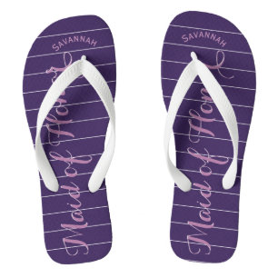Personalised Maid of Honour Purple or Any Colour Flip Flops