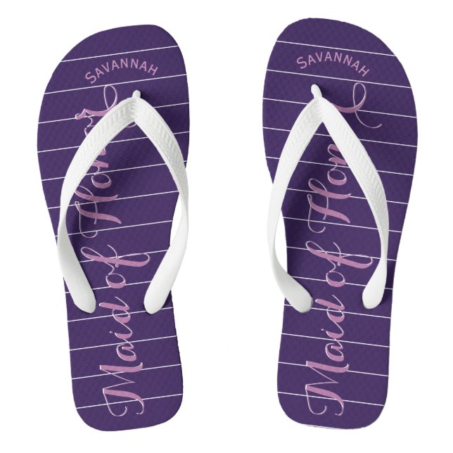 Personalised Maid of Honour Purple or Any Colour Flip Flops (Footbed)