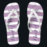 Personalised Maid of Honour Purple or Any Colour Flip Flops<br><div class="desc">Purple and Lavender Lilac Stripes Pattern - Change to Any Colour by clicking customise. And say anything you want.  Make these one of a kind flip flops that have YOUR message on them.  Be the talk of the beach!</div>