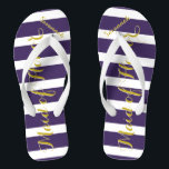 Personalised Maid of Honour Purple Yellow Any Colo Flip Flops<br><div class="desc">Rich Gold and Twilight Purple Wedding Party Flip Flops Bride,  Bridesmaid or Maid of Honour.  Even for the guys,  Groom,  Best Man and Groomsman Flipflops.</div>