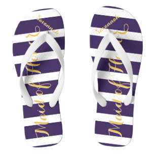 Personalised Maid of Honour Purple Yellow Any Colo Flip Flops