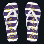 Personalised Maid of Honour Purple Yellow Any Colo Flip Flops<br><div class="desc">Rich Gold and Twilight Purple Wedding Party Flip Flops Bride,  Bridesmaid or Maid of Honour.  Even for the guys,  Groom,  Best Man and Groomsman Flipflops.</div>