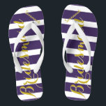 Personalised Maid of Honour Purple Yellow Any Colo Flip Flops<br><div class="desc">Rich Gold and Twilight Purple Wedding Party Flip Flops Bride,  Bridesmaid or Maid of Honour.  Even for the guys,  Groom,  Best Man and Groomsman Flipflops.</div>