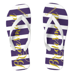 Personalised Maid of Honour Purple Yellow Any Colo Flip Flops