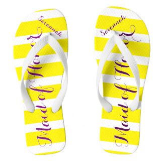 Personalised Maid of Honour Purple Yellow Any Colo Flip Flops