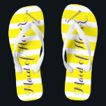 Personalised Maid of Honour Purple Yellow Any Colo Flip Flops<br><div class="desc">Yellow and Purple Plum Stripes Pattern - Change to Any Colour by clicking customise. And say anything you want.  Make these one of a kind flip flops that have YOUR message on them.  Be the talk of the beach!</div>