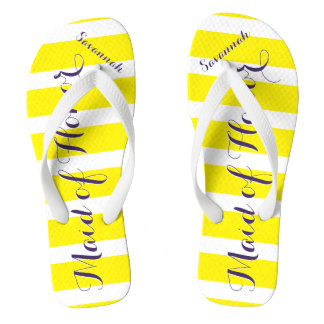 Personalised Maid of Honour Purple Yellow Any Colo Flip Flops