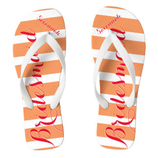 Personalised Maid of Honour Red and Coral Flip Flops