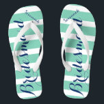 Personalised Maid of Honour Red and Mint Flip Flops<br><div class="desc">Mustard  Red and Mint Stripes Pattern - Change to Any Colour by clicking customise. And say anything you want.  Make these one of a kind flip flops that have YOUR message on them.  Be the talk of the beach!</div>