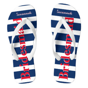 Personalised Maid of Honour Red White Blue Flip Flops