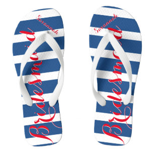 Personalised Maid of Honour Red White Blue Flip Flops