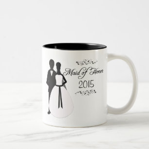 Personalised maid of honour swirl wedding favour m Two-Tone coffee mug