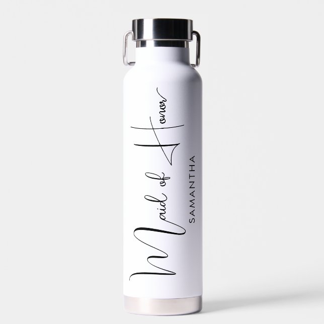 Personalised Maid of Honour Typography Water Bottle (Front)