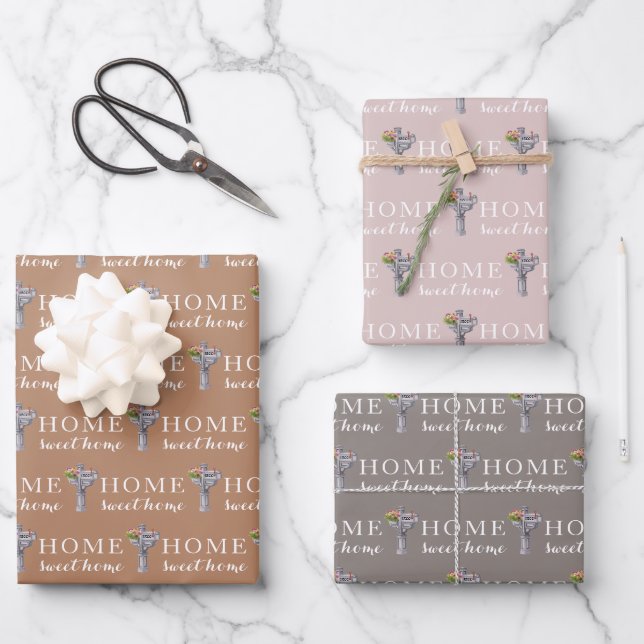 Personalised Mailbox Number Wrapping Paper Sheets  (Front)