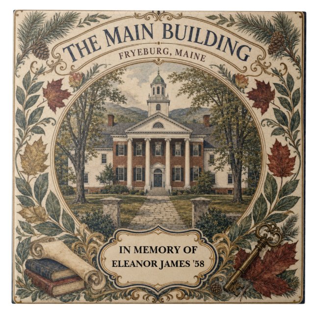 Personalised Main Building Fryeburg Maine Alumni Tile (Front)