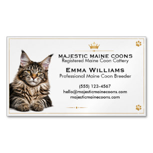 Personalised Maine Coon Cattery Magnetic Business Card